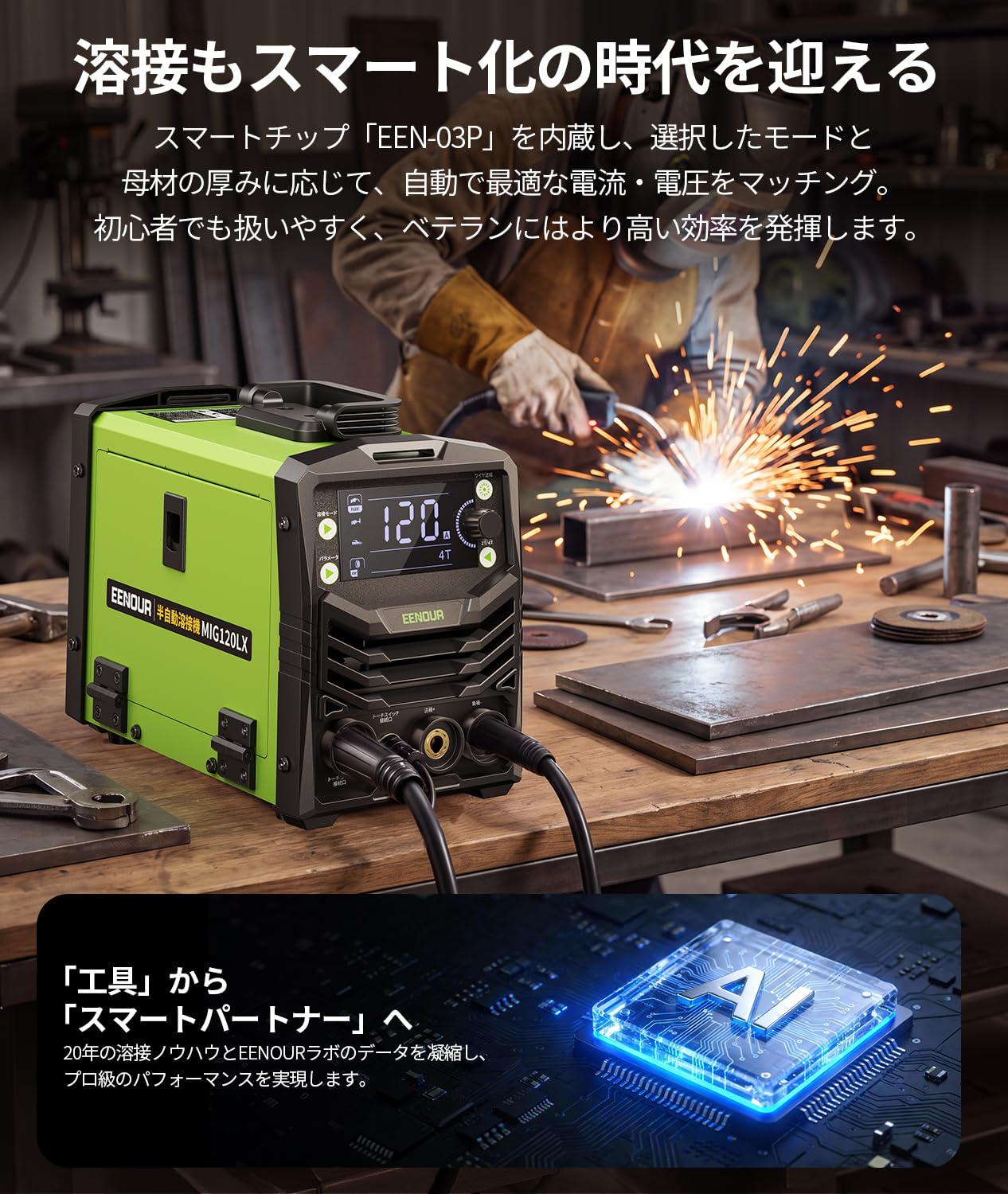 Amazon.co.jp: EENOUR 溶接機 【日本溶接協会加入済】 MIG120LX 100V